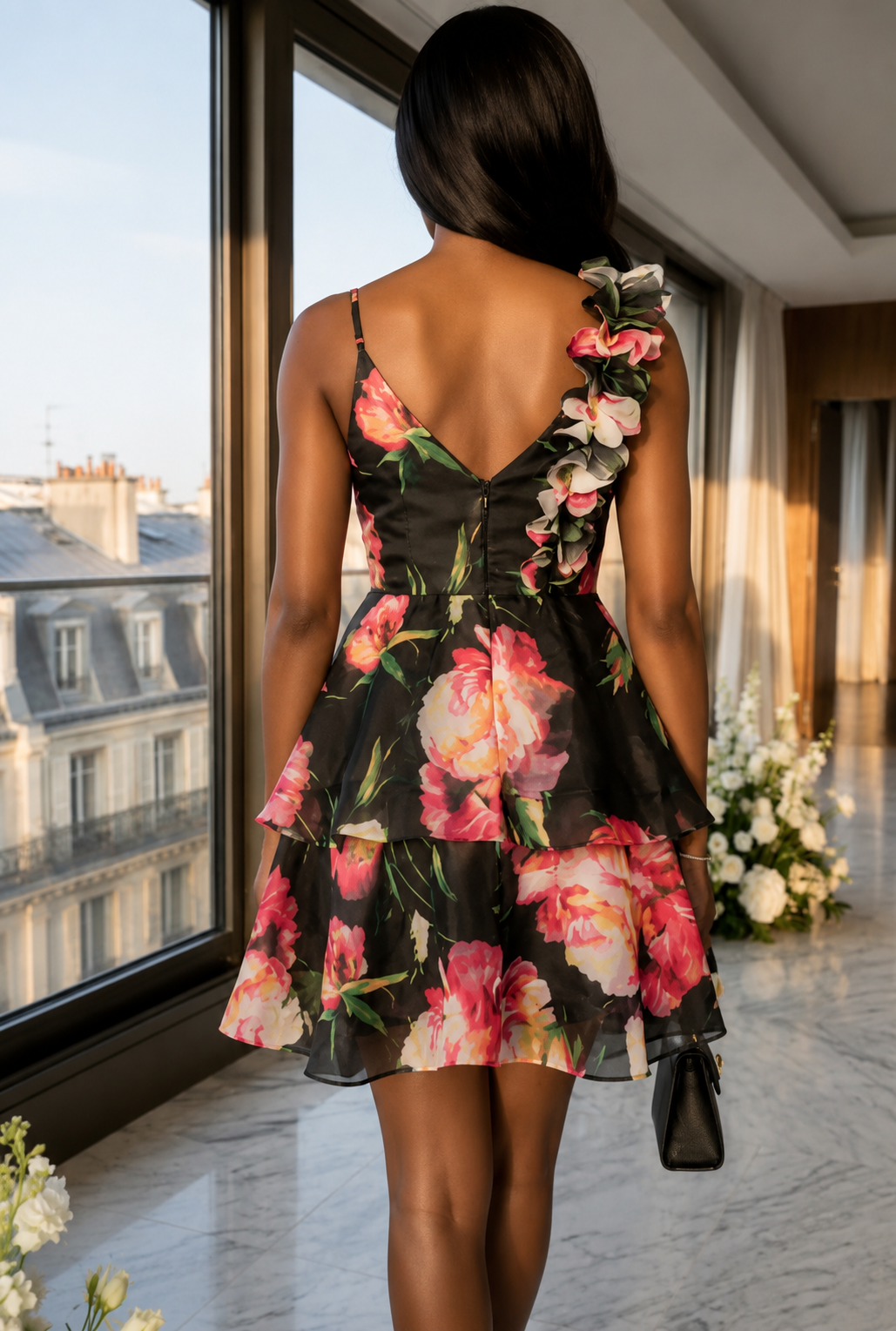 The Fleur Éclat Mini Dress — Dark Floral